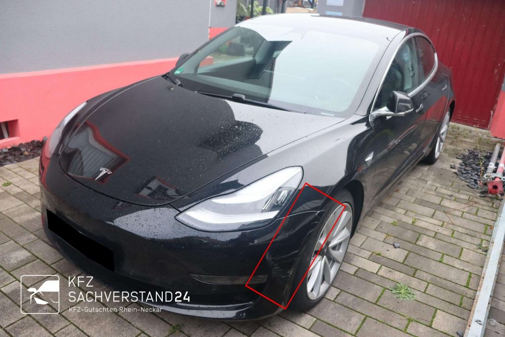 schwarzer Tesla Model 3 Kfz Sachverstand 24 Unfallgutachten gutachter Viernheim Heidelberg Mannheim Rhein-Neckar